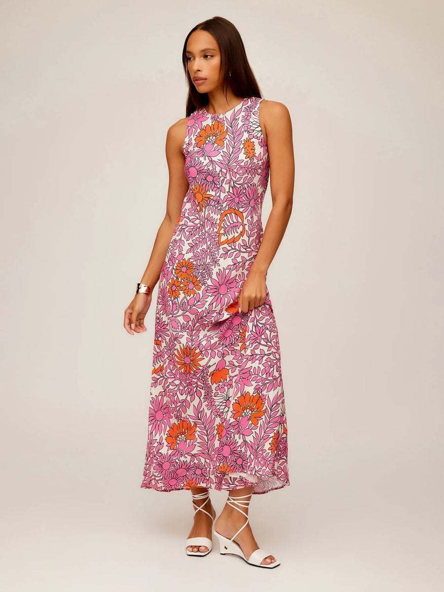 chinese dress ladies Linen DANI Maxi skirt in Orange – OFUURE main image 1