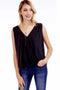 Veronica M S/L Cupro Surplice Top - Black - Body & Soul Boutique