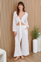 Milio Milano Linen Long Sleeve Tie Top-shopbody.com