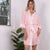 PJ Harlow Shala Rib Knit Kimono Robe With Satin Belt And Trim Blush - shopbody.com