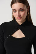 Joseph Ribkoff Silky Knit Top With Embellished Cutout Neckline-shopbody.com