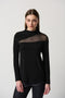 Joseph Ribkoff Silky Knit Top With Embellished Mesh Insert-shopbody.com