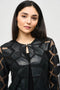 Joseph Ribkoff Laser-Cut Leatherette on Mesh Jacket-shopbody.com