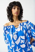 Joseph Ribkoff Georgette Abstract Print Off-the-Shoulder Top-shopbody.com