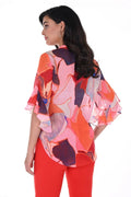 Frank Lyman Orange/Pink Abstract Print Top-shopbody.com
