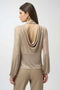 Joseph Ribkoff Foiled Knit Mock Neck Fitted Top-shopbody.com