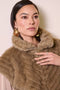 Joseph Ribkoff Chevron Faux Fur Mock Neck Vest - Mink-shopbody.com