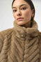 Joseph Ribkoff Chevron Faux Fur Mock Neck Vest - Mink-shopbody.com