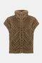 Joseph Ribkoff Chevron Faux Fur Mock Neck Vest - Mink-shopbody.com