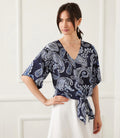 Karen Kane Flutter Sleeve Tie Front Top-shopbody.com