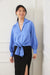 Karen Kane Long Sleeve Satin Tie-Front Top-shopbody.com