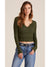 bobi Split V-Neck L/S Crop Tee - Hunter-shopbody.com