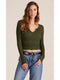 bobi Split V-Neck L/S Crop Tee - Hunter-shopbody.com