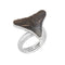 Charles Albert Sterling Silver Fossil Mini Shark Tooth Adjustable Ring -shopbody.com