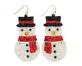 Periwinkle Sparkling Glitter Hinged Snowmen Earrings-shopbody.com