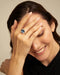 UNOde50 Sterling silver-plated ring with blue crystal-shopbody.com
