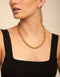 UNOde50 18K Gold-Plated Necklace with Large Spherical Beads and Snap Lock Clasp-shopbody.com