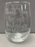Carson Home Accents' Etched Stemless Wine Glass-shopbody.com