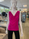 Frank Lyman Draped Neck Sleeveless Top-bright pink-shopbody.com