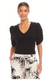 Karen Kane Ribbed Twist Sleeve V-Neck Top-shopbody.com