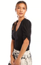 Karen Kane Ribbed Twist Sleeve V-Neck Top-shopbody.com