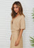 Milio Milano Linen Twist Knot Top - Camel-shopbody.com
