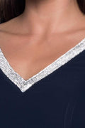 Frank Lyman Midnight Knit Dress neck detail-shopbody.com