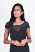 Frank Lyman Mesh Neckline Dress-shopbody.com