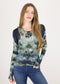 AMB Women's Hidden Marble Raw Edge Top in Charcoal - Body & Soul Boutique