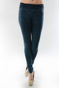T-Party Mineral Wash Foldover Legging in Teal - Body & Soul Boutique