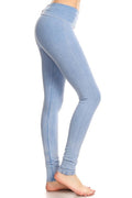 T-Party Mineral Wash Foldover Legging in Blue - Body & Soul Boutique
