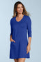 Judy P 3/4 Sleeve V-Neck Dress-shopbody.com