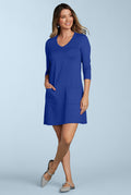 Judy P 3/4 Sleeve V-Neck Dress-shopbody.com