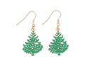Periwinkle Gold w/Green Glitter Trees Earrings-shopbody.com