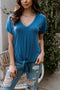 Veronica M. Tie Front Tee in Blue - Body & Soul Boutique