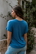 Veronica M. Tie Front Tee in Blue - Body & Soul Boutique