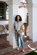 Veronica M. Tie Front Tee in Striped - Body & Soul Boutique