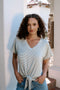Veronica M. Tie Front Tee in Striped - Body & Soul Boutique