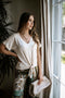 Veronica M. Tie Front Tee in Cream - Body & Soul Boutique