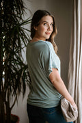 Veronica M. Tie Front Tee in Olive - Body & Soul Boutique