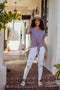 Veronica M. Tie Front Tee in Purple - Body & Soul Boutique