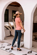 Veronica M. Tie Front Tee in Coral - Body & Soul Boutique