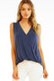 Veronica M S/L Cupro Surplice Top - Navy - Body & Soul Boutique