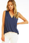 Veronica M S/L Cupro Surplice Top - Navy - Body & Soul Boutique