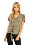 Veronica M. Tie Front Tee in Camo - Body & Soul Boutique