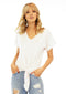 Veronica M. Tie Front Tee in White - Body & Soul Boutique