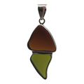 Charles Albert Silver - Beach Glass Double Brown Green Pendant  - Body & Soul Boutique