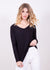 AMB Women's Kate Long Sleeve V Neck Top in Black - Body & Soul Boutique