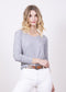 AMB Women's Kate Long Sleeve V Neck Top in Feather Gray - Body & Soul Boutique