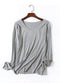 AMB Women's Kate Long Sleeve V Neck Top in Feather Gray - Body & Soul Boutique